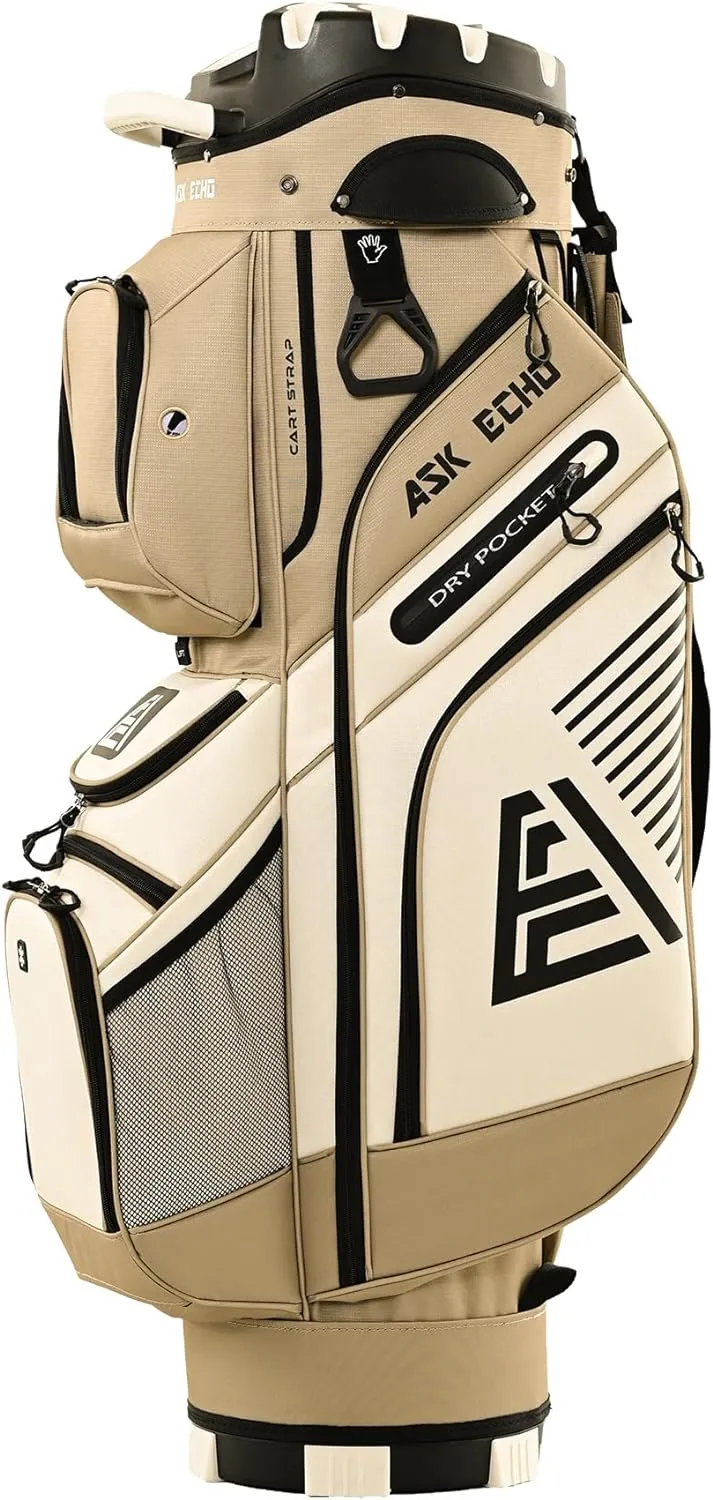 ASK ECHO 2024 T-Lock Golf Cart Bag with 14 Way Organizer Divider Top, Premium Cart Bag