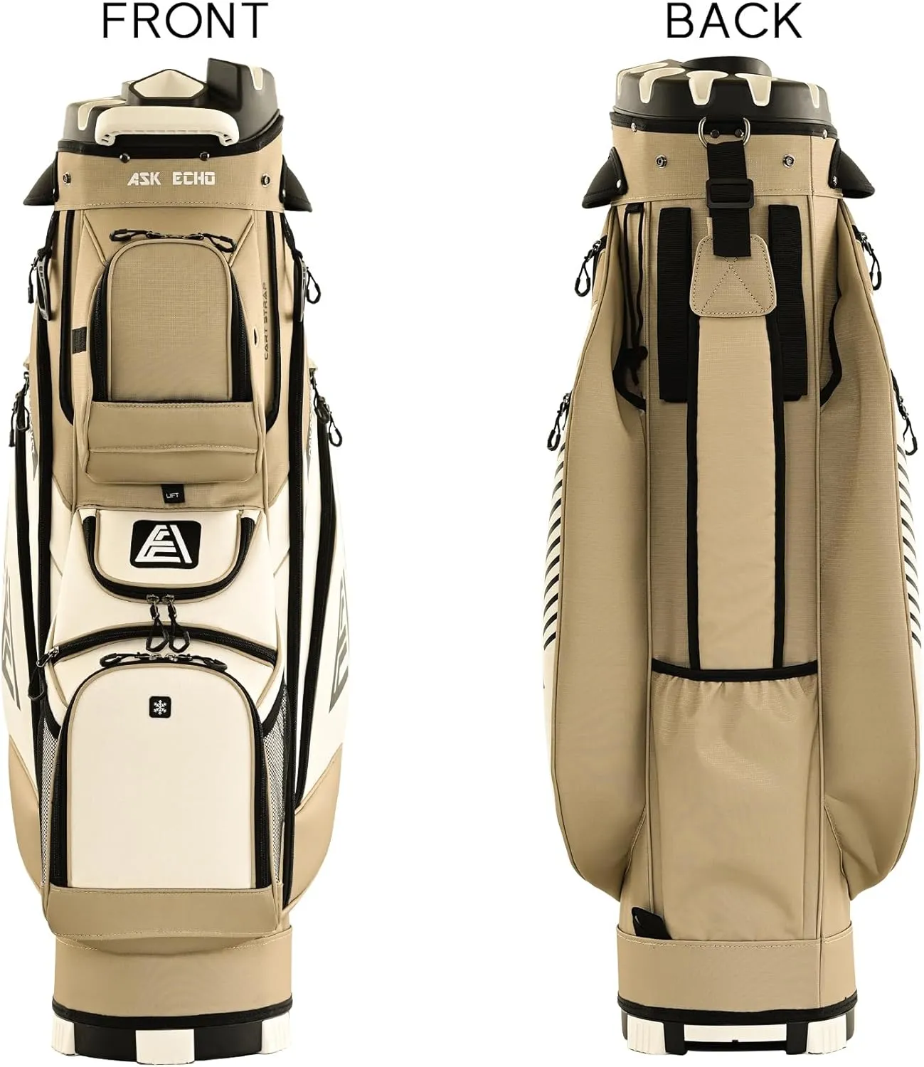 ASK ECHO 2024 T-Lock Golf Cart Bag with 14 Way Organizer Divider Top, Premium Cart Bag