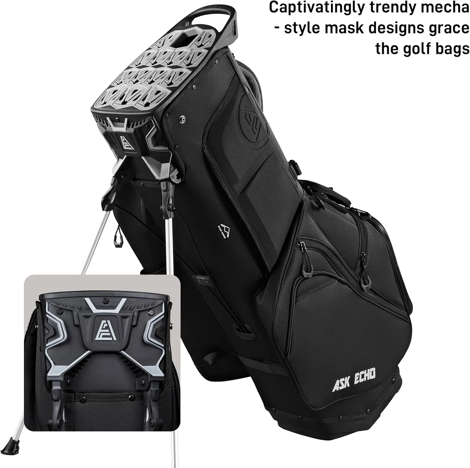 ASK ECHO 2025 ST- Lock Hybrid Mecha 14 Way Dividers Soundless Stand Bag with Grip Lock for Men & Women