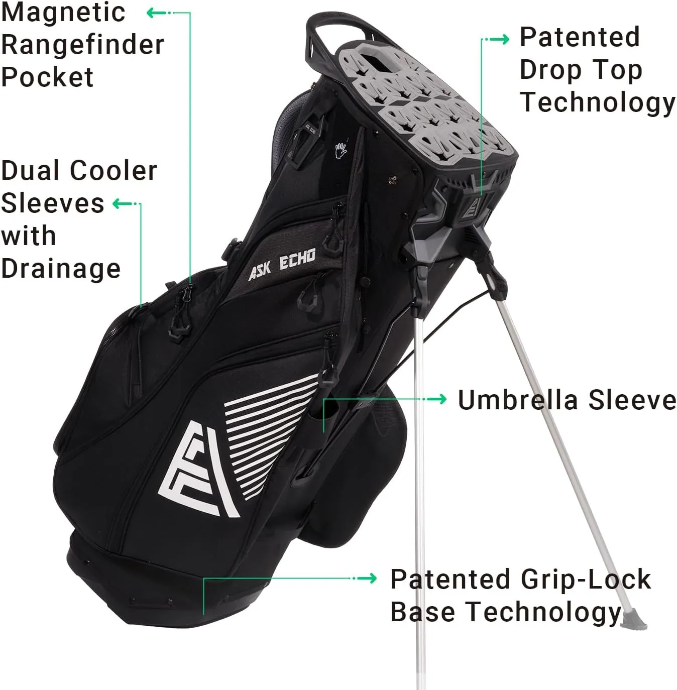 ASK ECHO 2025 ST- Lock Hybrid Mecha 14 Way Dividers Soundless Stand Bag with Grip Lock for Men & Women