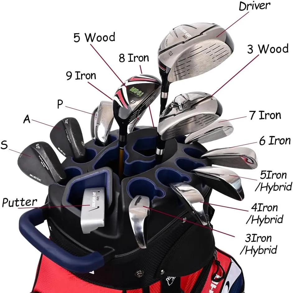 ASK ECHO T-Lock Golf Cart Bag with 14 Way Organizer Divider Top, Premium Cart Bag with Handles and Rain Cover for Men