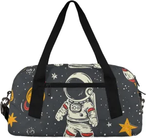 Astronauts In Space Kids Duffle Bag Boys Girls Small Sport Dance Gym Bag for Overnight Travel Weekender Carry On