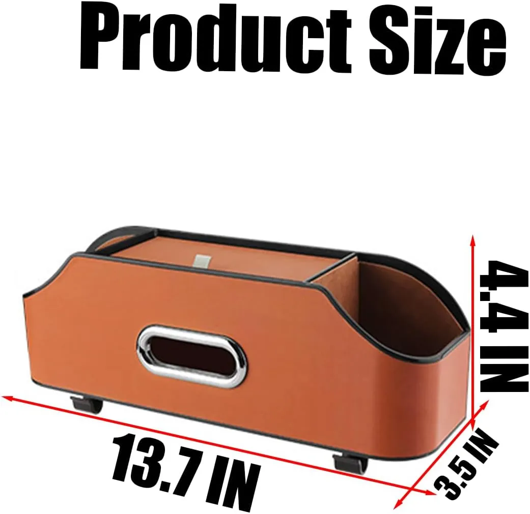AUCELI Car Seat Back Organizer with Cup Holder and Tissue Box, Headrest Hanging Storage Box with Hooks and Phone Holder, Multi-Function Travel Tray for Kids (Reddish Brown)