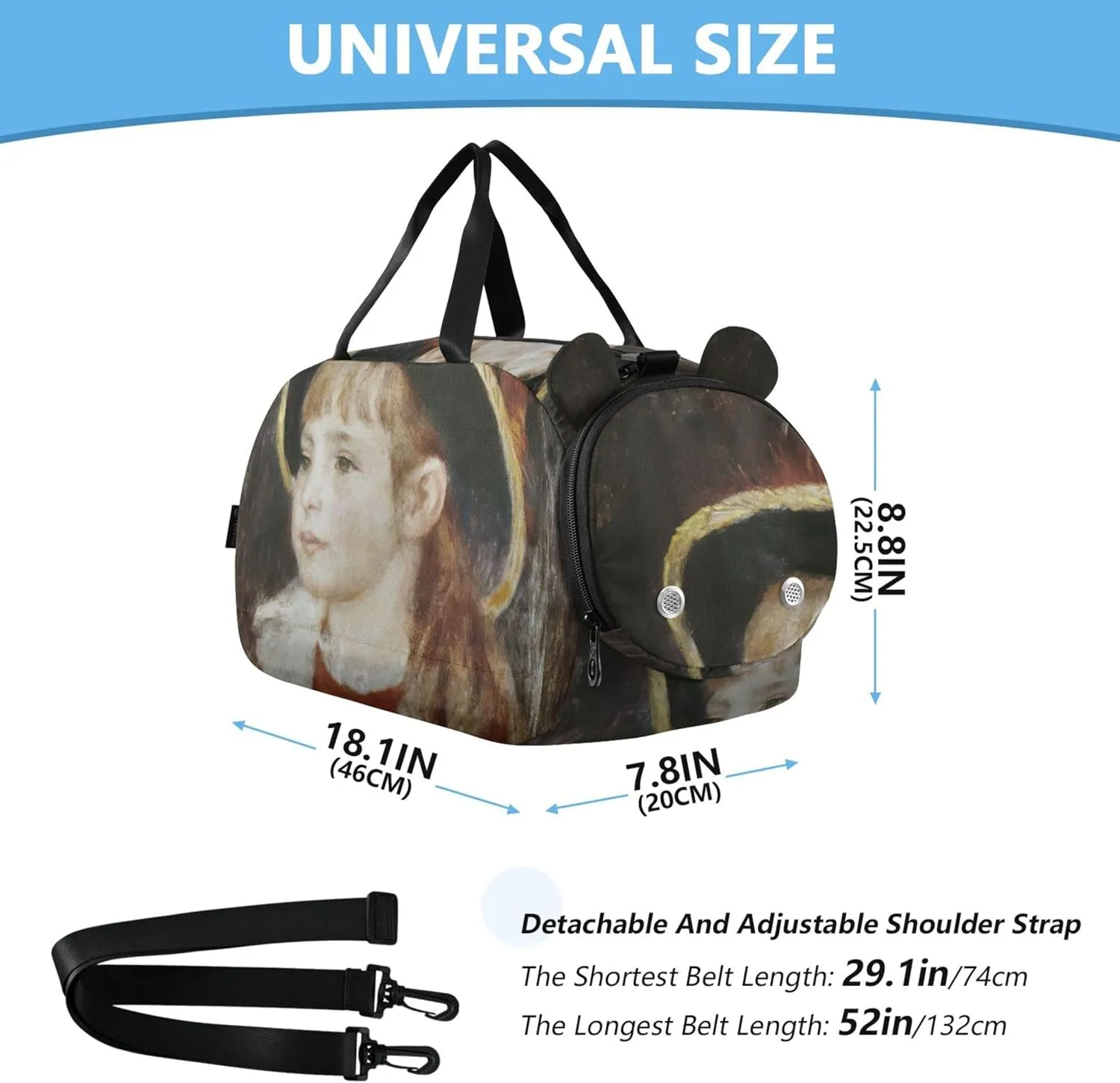 Auguste Renoir Prints Little Irene Boys Carry on Duffel Bag Overnight Bags Toddler Girls Tote Duffle Bags Travel Duffle Bag for Kids