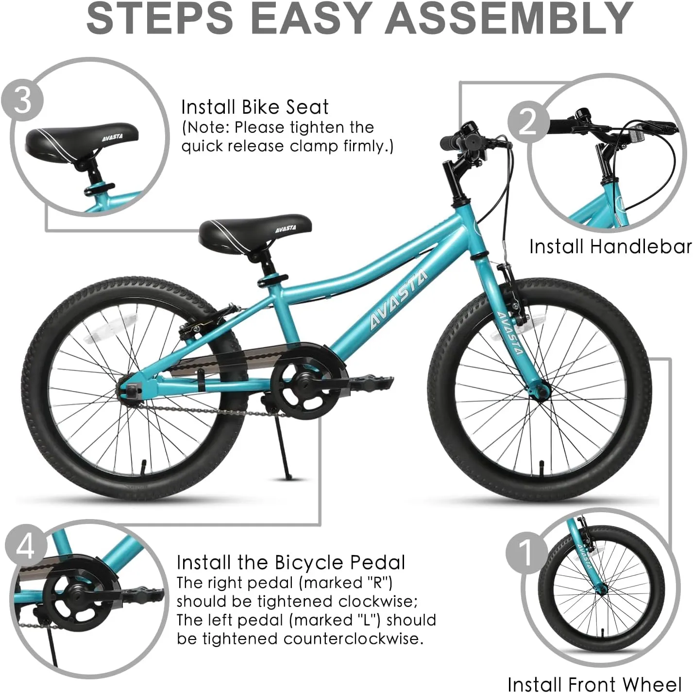 AVASTA Bilbo 18 20 Inch Kids Bike for Boys Girls 5-10 Years Old, Retro Style High Carbon Steel Bicycle with Adjustable Handlebars and Seat, Dual V-Brakes, Kickstand, Multiple Colors