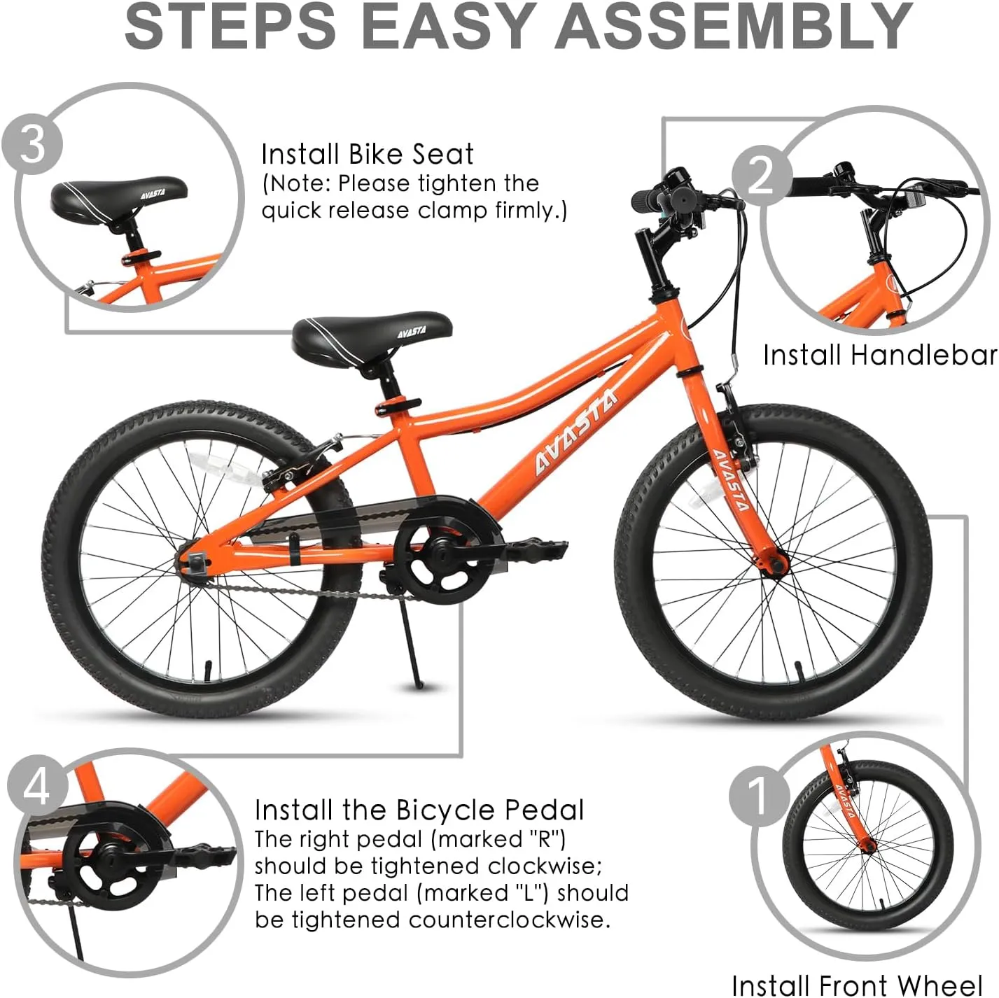 AVASTA Bilbo 18 20 Inch Kids Bike for Boys Girls 5-10 Years Old, Retro Style High Carbon Steel Bicycle with Adjustable Handlebars and Seat, Dual V-Brakes, Kickstand, Multiple Colors