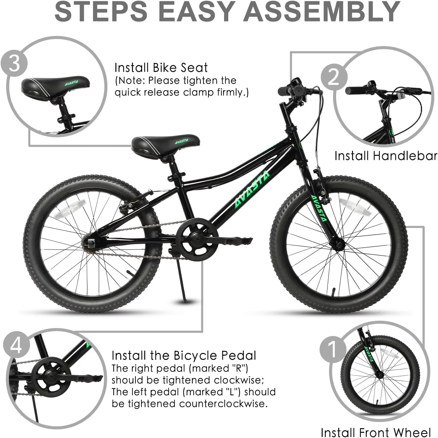 AVASTA Bilbo 18 20 Inch Kids Bike for Boys Girls 5-10 Years Old, Retro Style High Carbon Steel Bicycle with Adjustable Handlebars and Seat, Dual V-Brakes, Kickstand, Multiple Colors