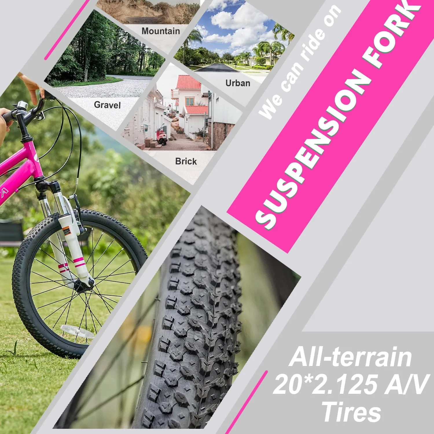 AVASTA Govet 20'' Kids Mountain Bike for 6-12 Years Old Boys Girls with Suspension Fork, 6 Speeds Drivetrain, Multiple Colors