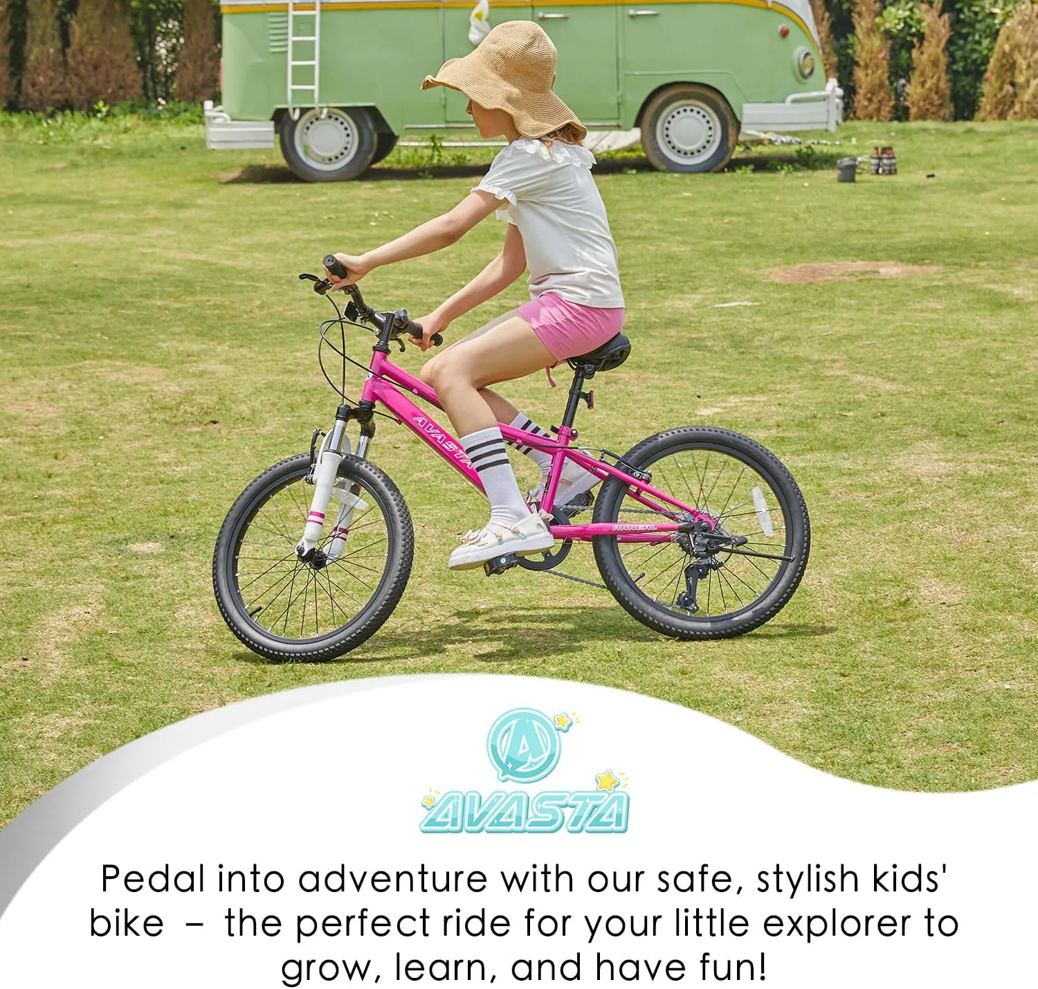 AVASTA Govet 20'' Kids Mountain Bike for 6-12 Years Old Boys Girls with Suspension Fork, 6 Speeds Drivetrain, Multiple Colors