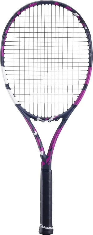 Babolat Boost Aero Tennis Racquet (Pink) Strung with White Babolat Syn Gut at Mid-Range Tension