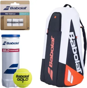 Babolat Pure Strike 4th Gen Racquet Holder x6 Tennis Bag (White/Red) with Optional Accessories