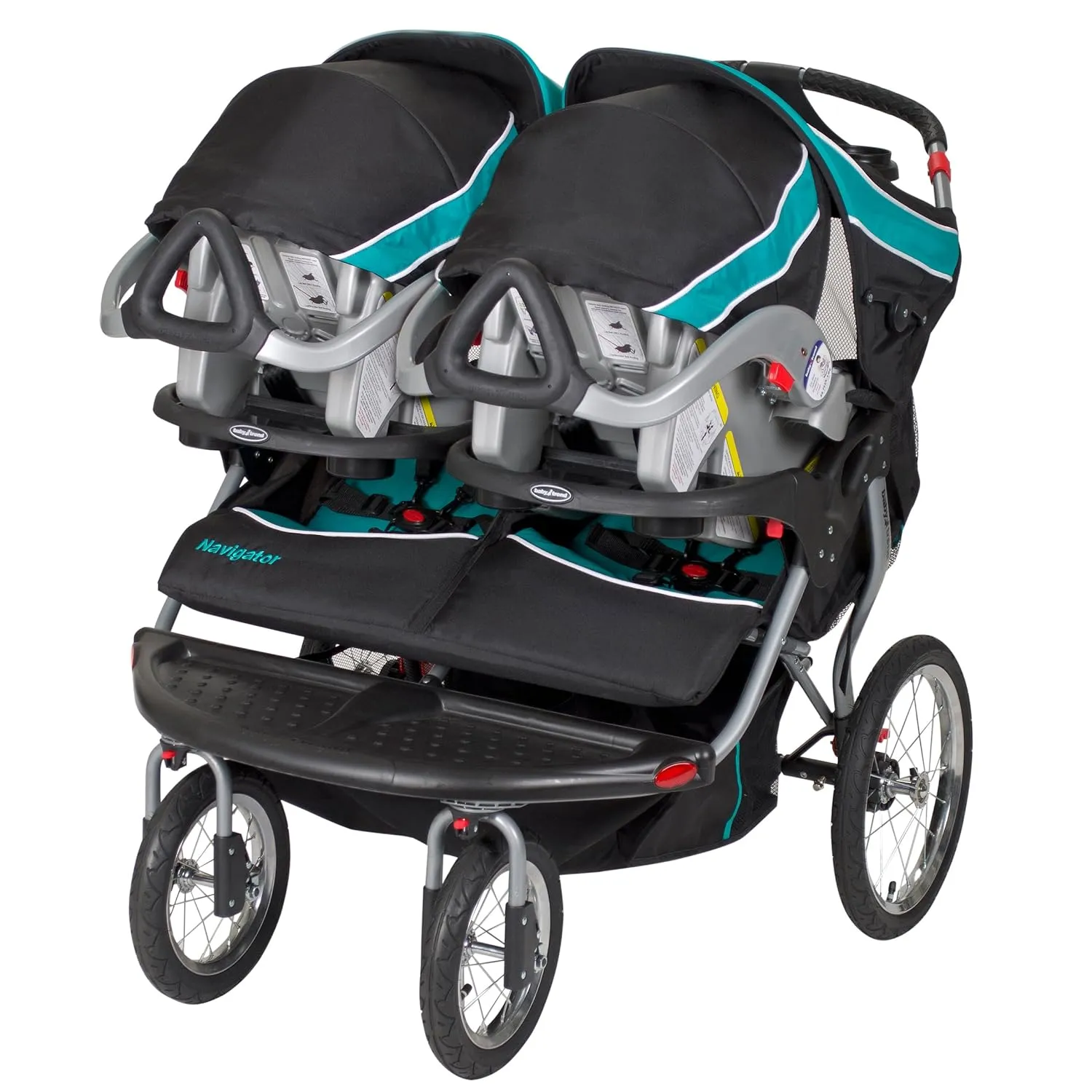 Baby Trend Navigator Double Jogger Stroller, Tropic & EZ Flec Loc 32 Infant Car Seat Base, Black
