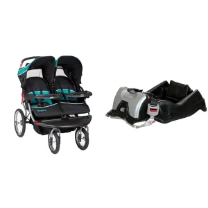 Baby Trend Navigator Double Jogger Stroller, Tropic & EZ Flec Loc 32 Infant Car Seat Base, Black