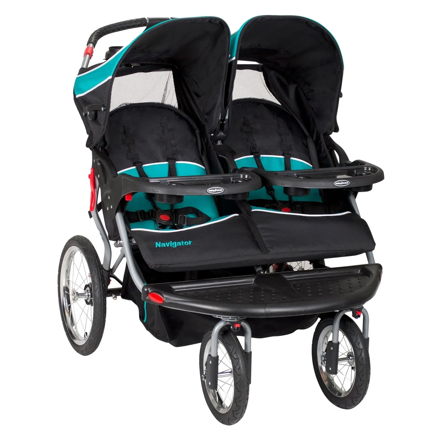 Baby Trend Navigator Double Jogger Stroller, Tropic & EZ Flec Loc 32 Infant Car Seat Base, Black