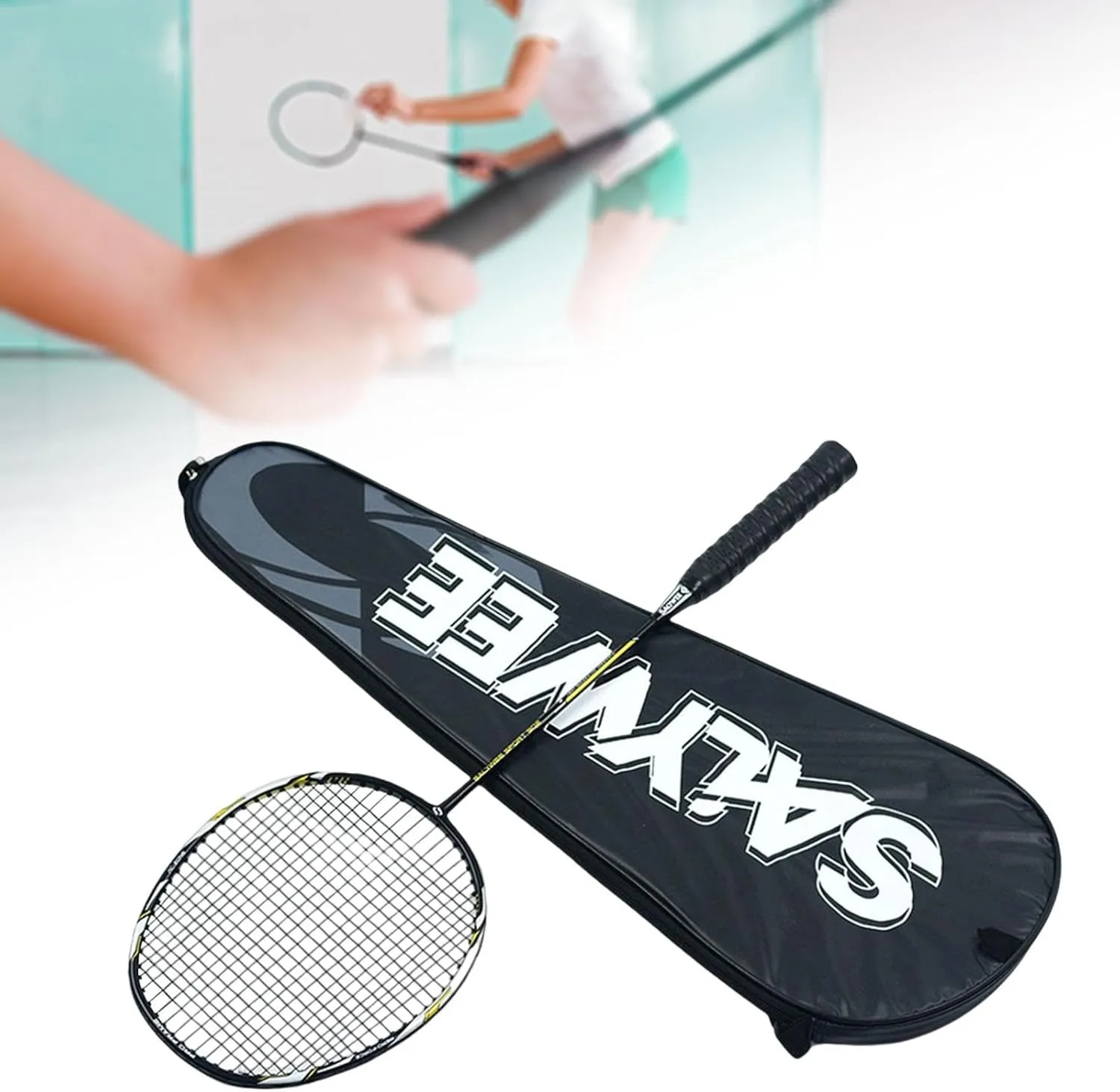 Badminton Racket 95G Casual Entertainment Portable Shuttlecock Racket with Carrying Bag for Sports Gym Backyard Garden Beach