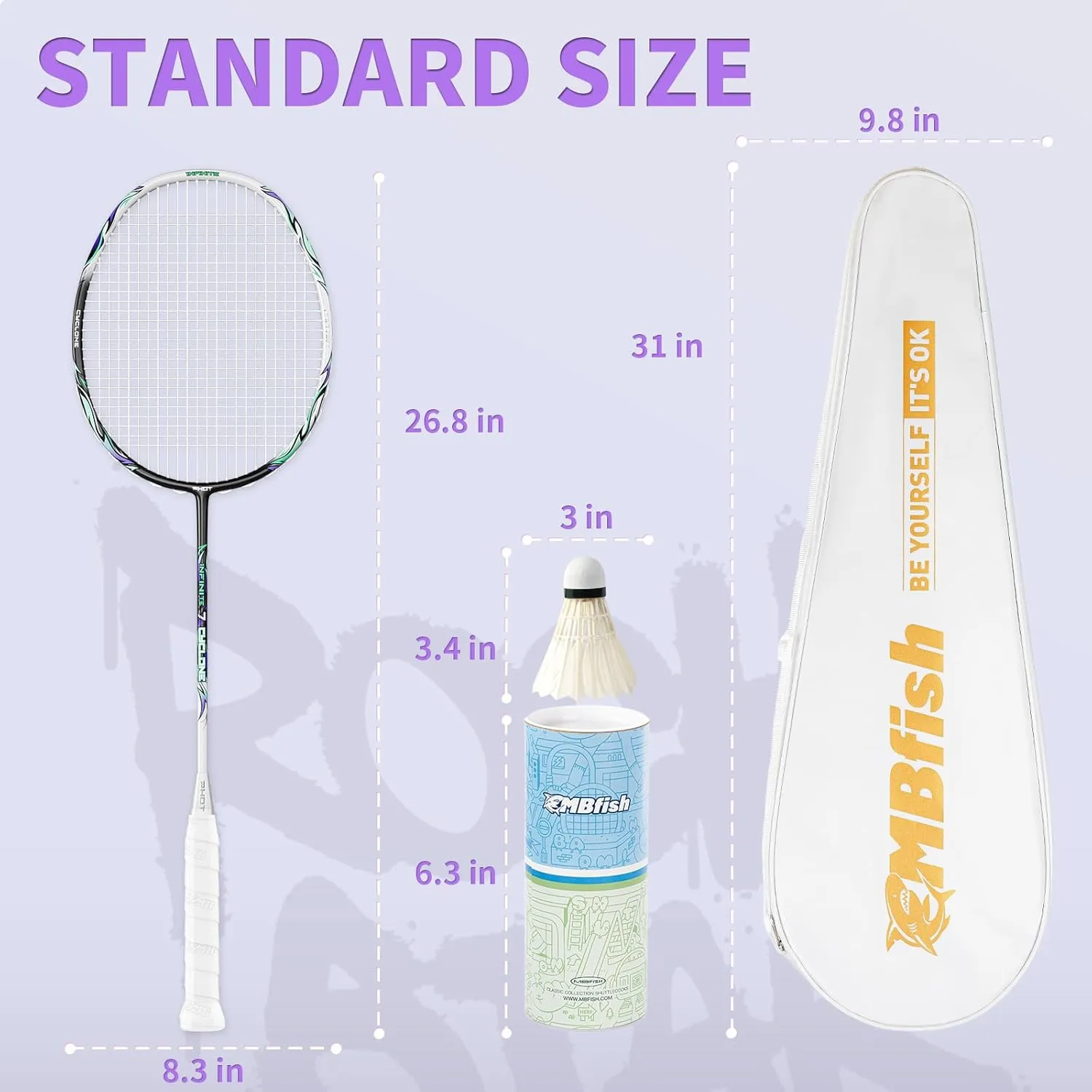 Badminton Racket Set with 1 Carbon Fiber Racquet, 3 Shuttlecocks, 2 Replacement Grip Tapes and 1 Badminton Bag - Perfect for Outdoor Games and Gym 5U