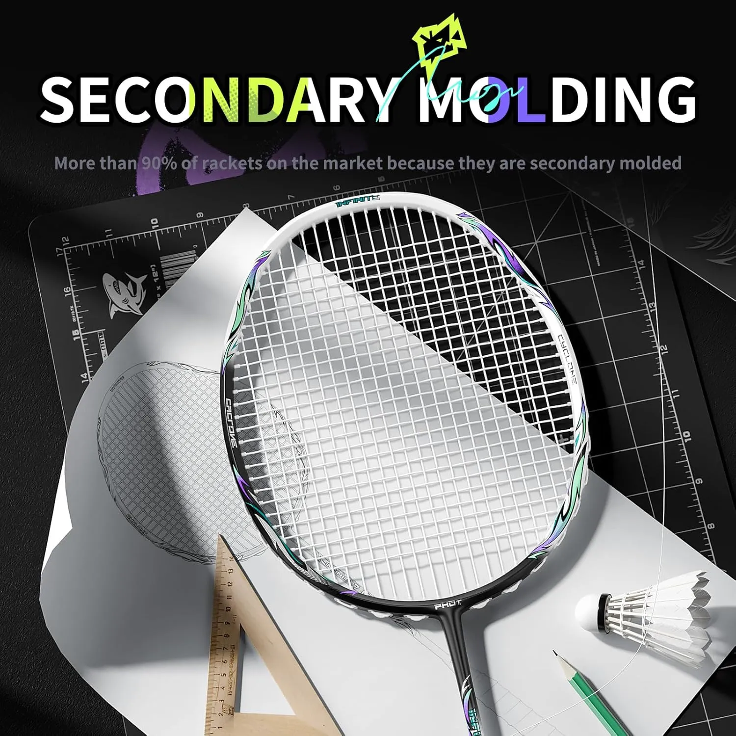 Badminton Racket Set with 1 Carbon Fiber Racquet, 3 Shuttlecocks, 2 Replacement Grip Tapes and 1 Badminton Bag - Perfect for Outdoor Games and Gym 5U