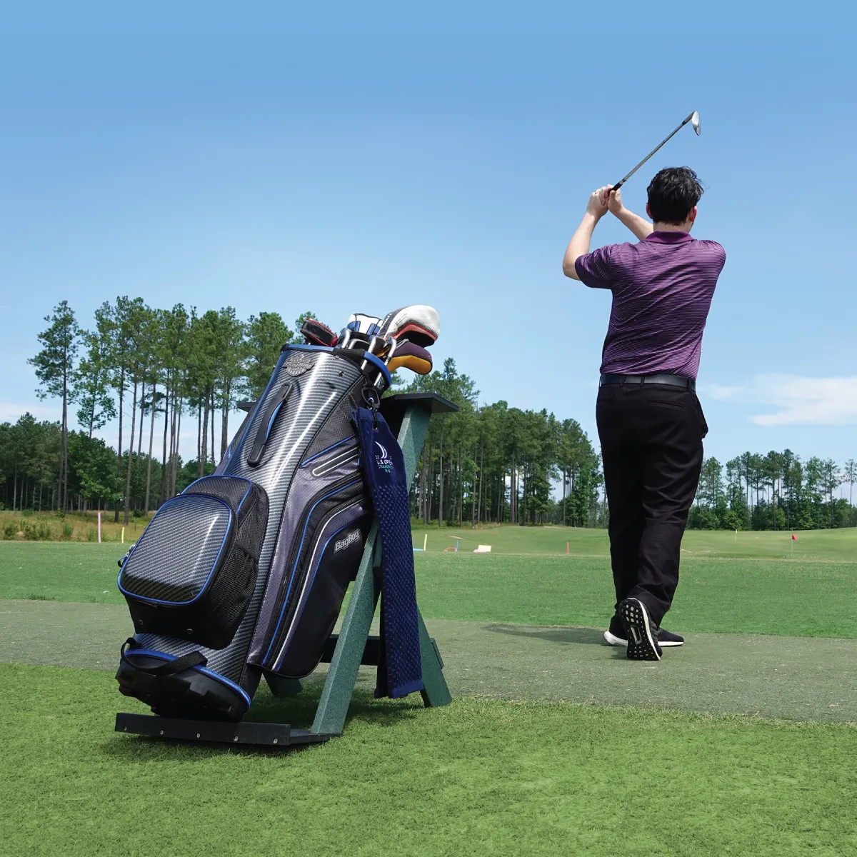 Bag Boy Shield Cart Bag: Carbon Fiber/Black/Red