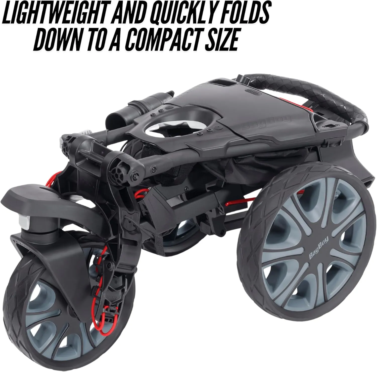 Bag Boy Volt Electric Golf Push Cart | Compact Remote Controlled Trolley with 36 Hole Lithium Battery, 9 Speeds, Excess Storage Space, Anti-Tip 4th Wheel, 2 Step Fold and TrueLine Tracking