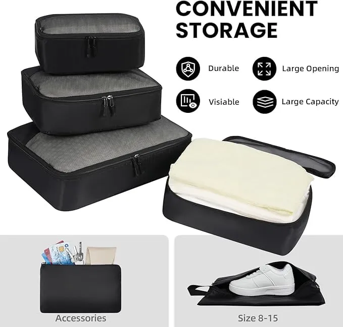 BAGAIL 8 Set Packing Cubes and 9 Set Luggage Packing Organizers U1