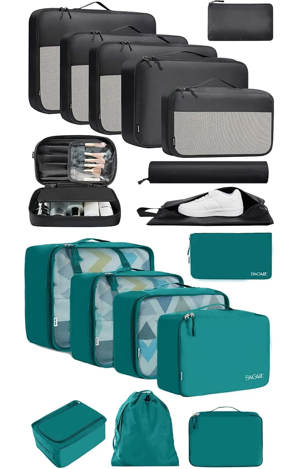 BAGAIL 8 Set Packing Cubes and 9 Set Luggage Packing Organizers U1
