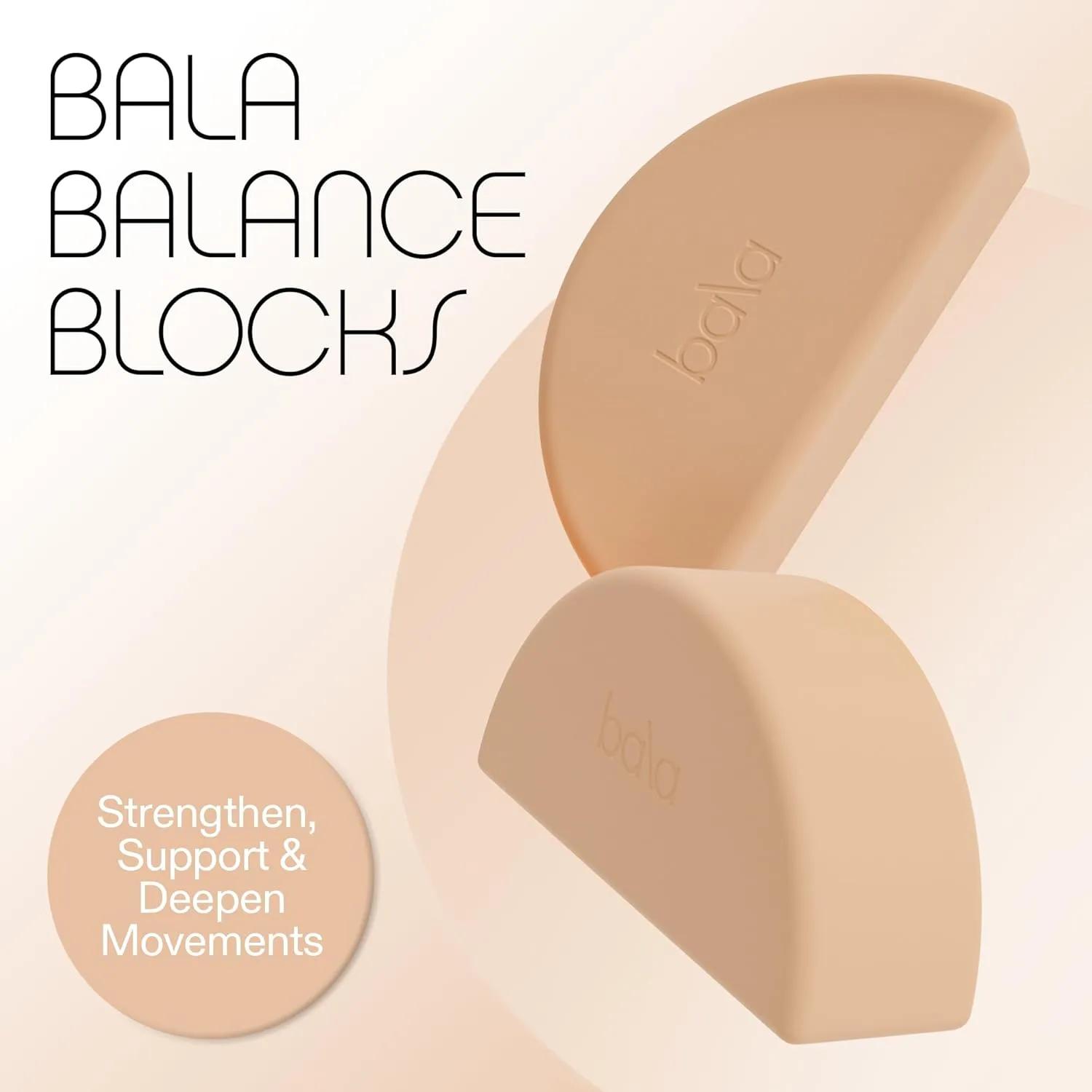 Bala Balance Blocks 2 Pack, Yoga Blocks for Working Out, (Sand) - Semi-Circular Yoga Accessories for Stretching & Exercise - Yoga Equipment for Home Workout - Yoga Block Essentials for Women & Men