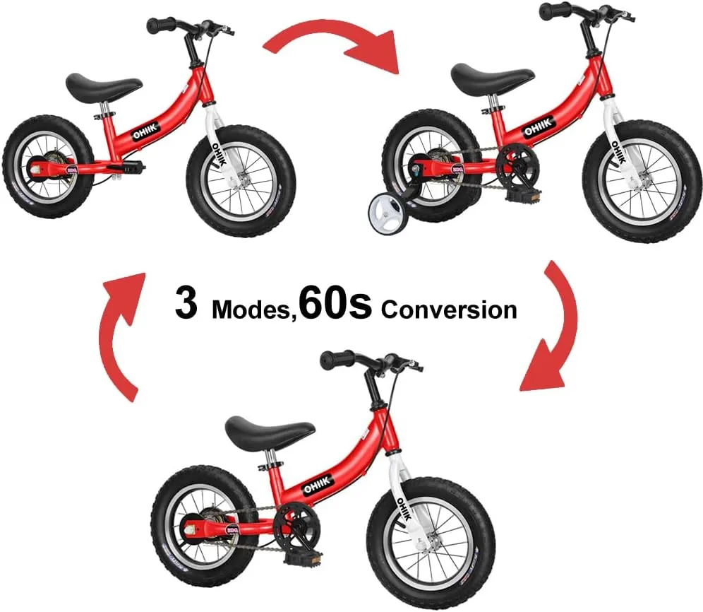 Balance Bike 2 in 1 for Kids 2 3 4 5 6 7 Years Old,Balance to Pedals Bike,12 14 16 inch Kids Bike,with Pedal kit,Training Wheels,Brakes