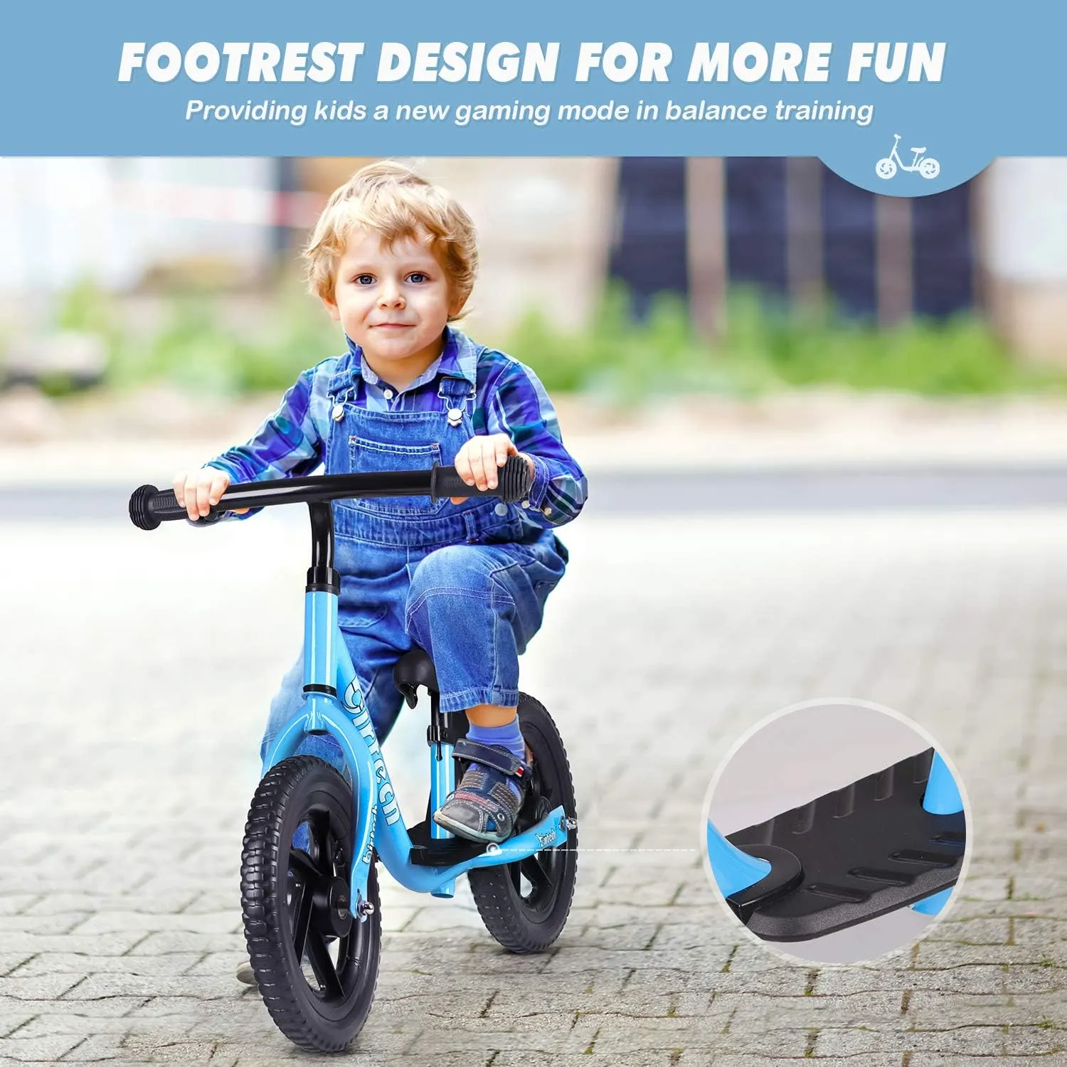 Balance Bike for 2-6 Year Old, 12 Inch Toddler Bike No Pedal Training Bicycle with Adjustable Seat Height, Airless Tire (Blue)