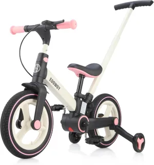 Balance Bike with Push Handle for Kids 18-60 Months, 6 in 1 Foldable Push Bike with Training Wheels & Pedals, Balance Bicycle for Boys and Girls with Brakes & Kickstand