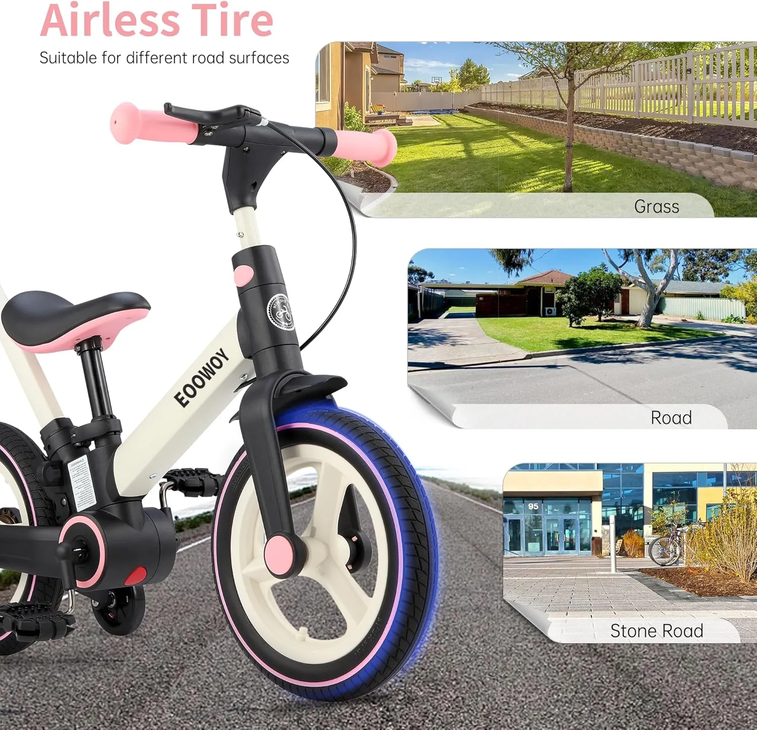 Balance Bike with Push Handle for Kids 18-60 Months, 6 in 1 Foldable Push Bike with Training Wheels & Pedals, Balance Bicycle for Boys and Girls with Brakes & Kickstand