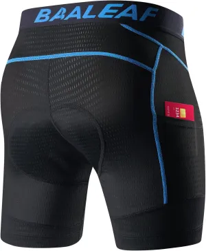 baleaf Men's Cycling Underwear 4D Padded Bike Shorts Pocket Mountain Bike Liner Bicycle Gear