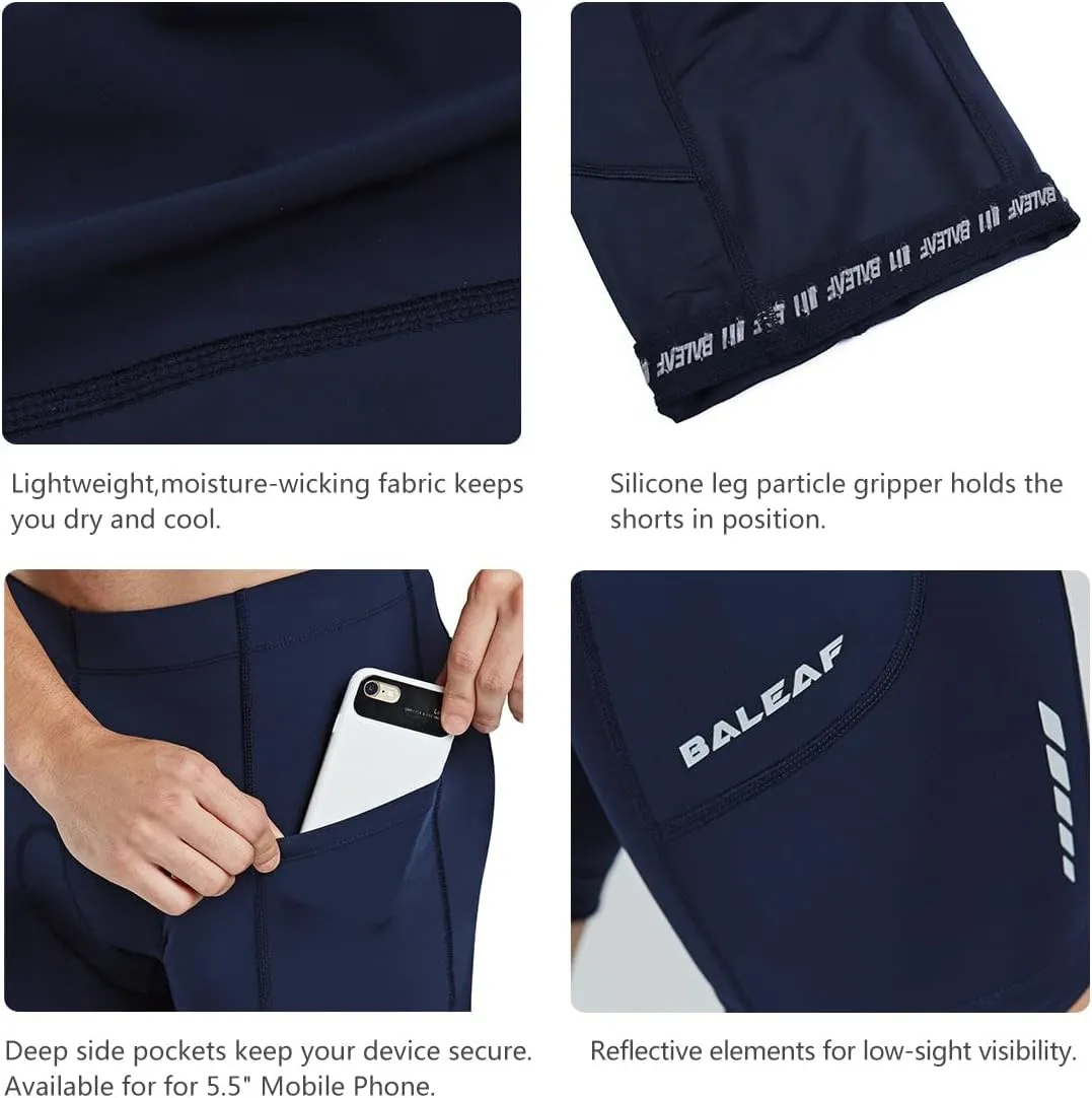 baleaf Men's Padded Bike Shorts Cycling Road Biking Riding Bicycle Cycle Wear Pockets UPF 50  MTB Accessories Tights