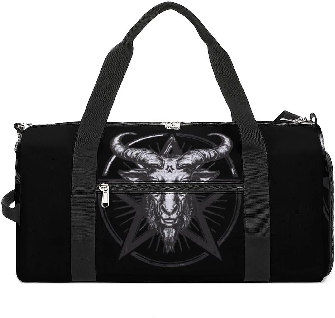 Baphomet Satan Satanic Sabbatic Goat Funny Gym Bag Travel Tote Bag Duffel Bag with Shoe Compartment for Weekender Sports Vacation
