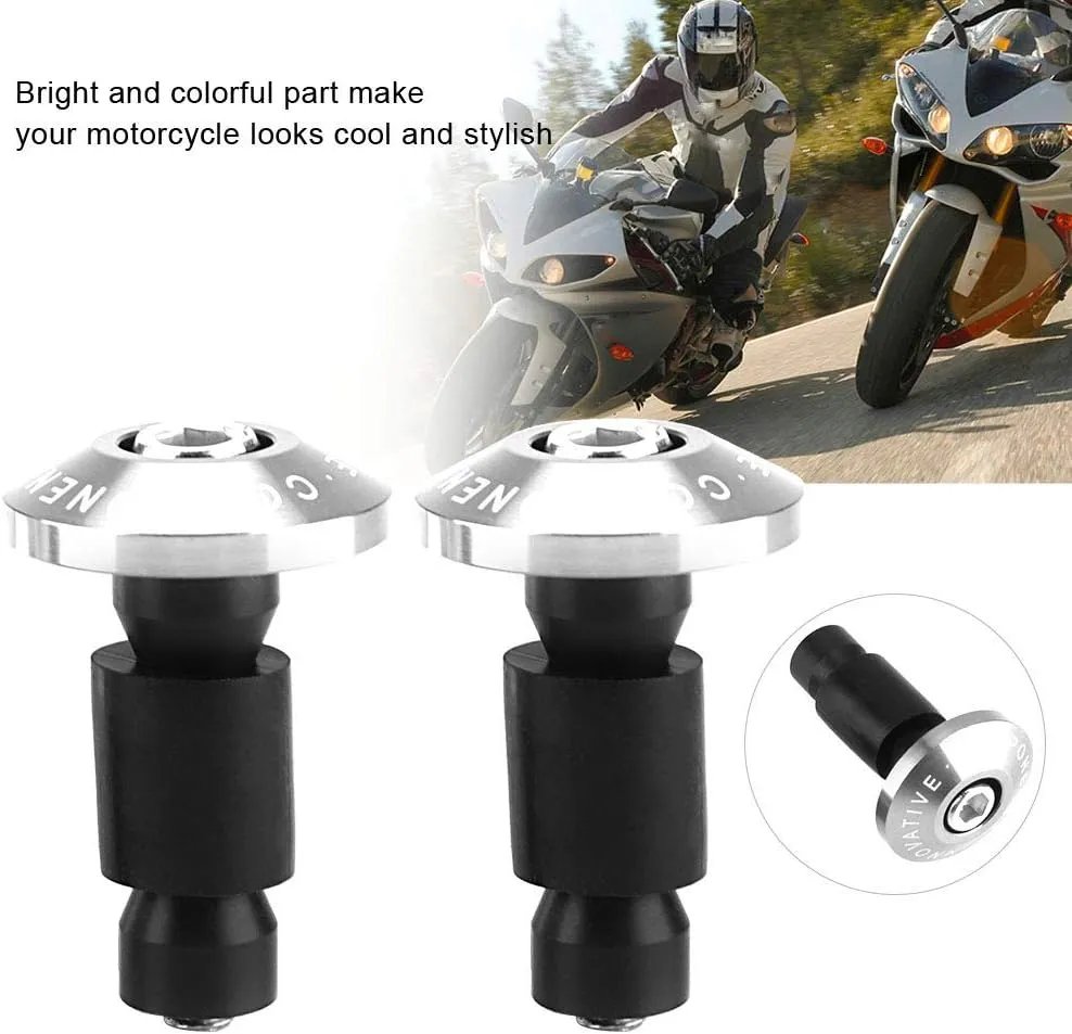 Bar End Plug, Handlebar End Plugs, 22mm 7/8inch Motorcycle Handlebar End Slider Plug Caps, Aluminum Bar Ends Handlebar for Most Bicycle Mountain Bike Road Bike MTB(Sliver)