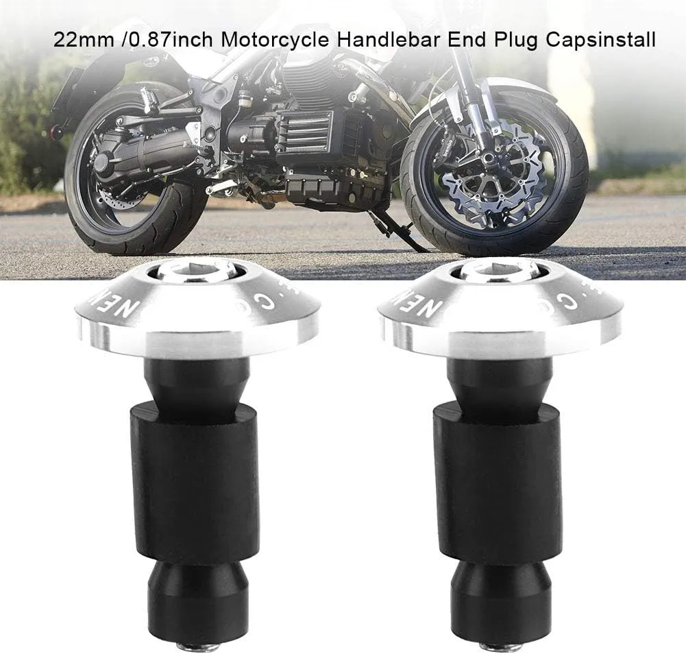 Bar End Plug, Handlebar End Plugs, 22mm 7/8inch Motorcycle Handlebar End Slider Plug Caps, Aluminum Bar Ends Handlebar for Most Bicycle Mountain Bike Road Bike MTB(Sliver)