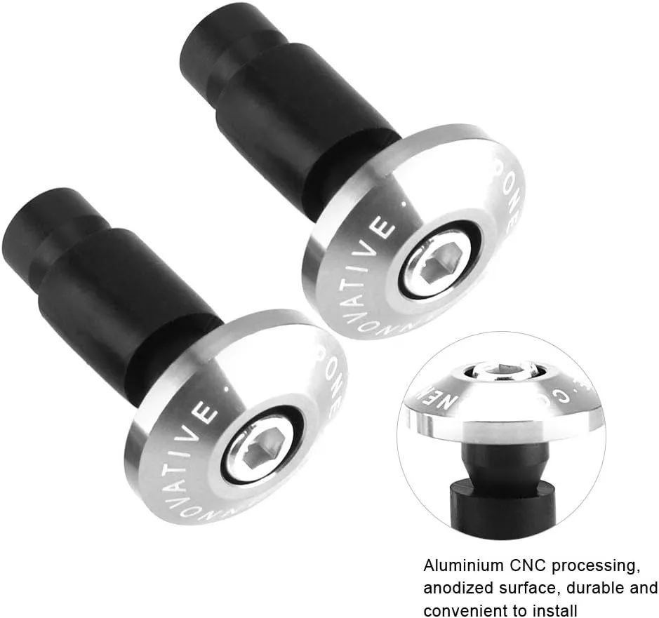 Bar End Plug, Handlebar End Plugs, 22mm 7/8inch Motorcycle Handlebar End Slider Plug Caps, Aluminum Bar Ends Handlebar for Most Bicycle Mountain Bike Road Bike MTB(Sliver)