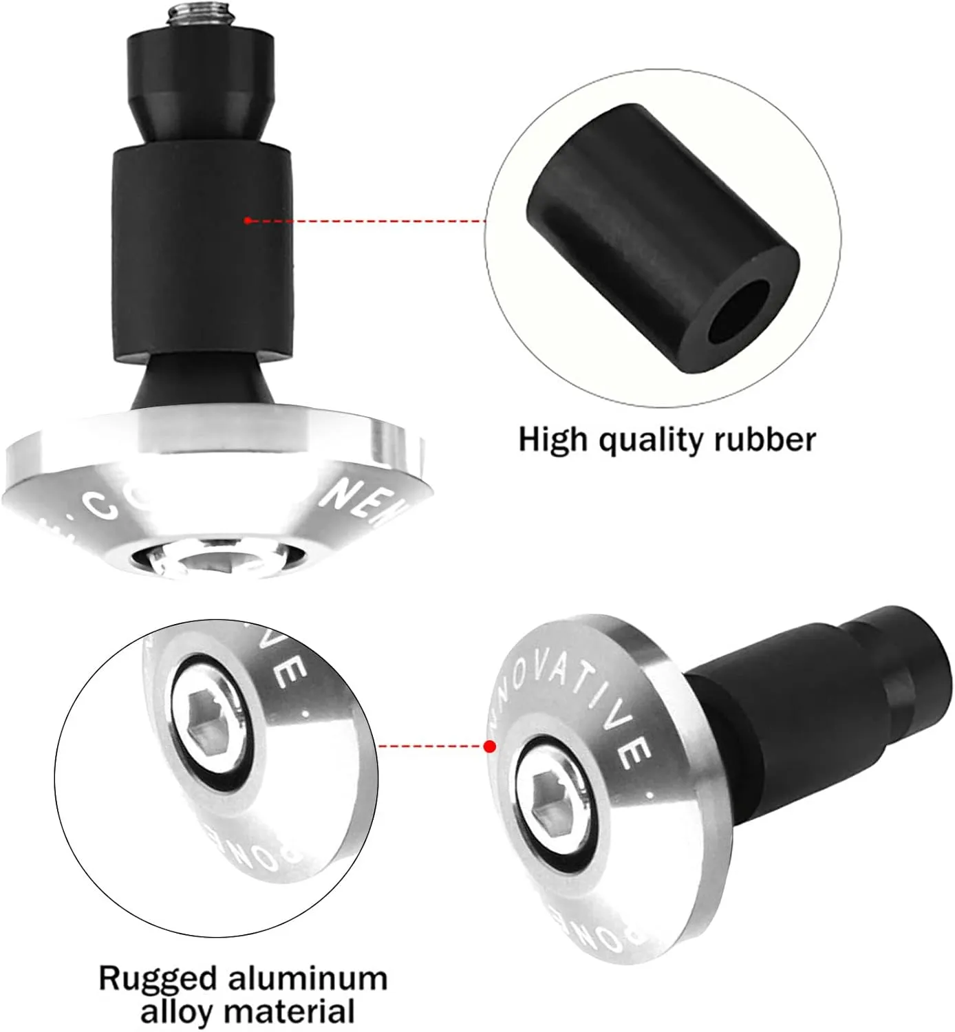 Bar End Plug, Handlebar End Plugs, 22mm 7/8inch Motorcycle Handlebar End Slider Plug Caps, Aluminum Bar Ends Handlebar for Most Bicycle Mountain Bike Road Bike MTB(Sliver)