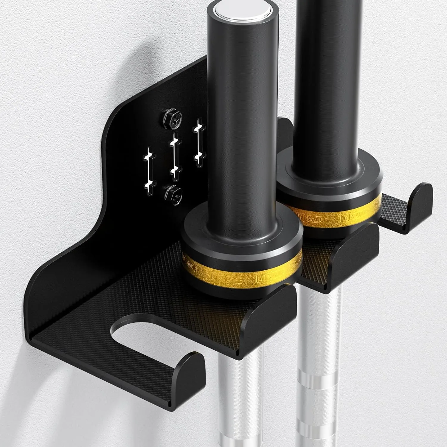 Barbell Wall Holder,Olympic Hanger,Garage Gym Bar Wall Rack,Vertical Barbell Mount Rack,Space Saving Commercial or Home Gym Accessory,Holds Under 33mm Bar Size(Black)