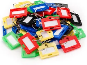 Barska Multi-Purpose Key Tags with Write-On Labels & Ring Holders - 100 Small Colored Tags