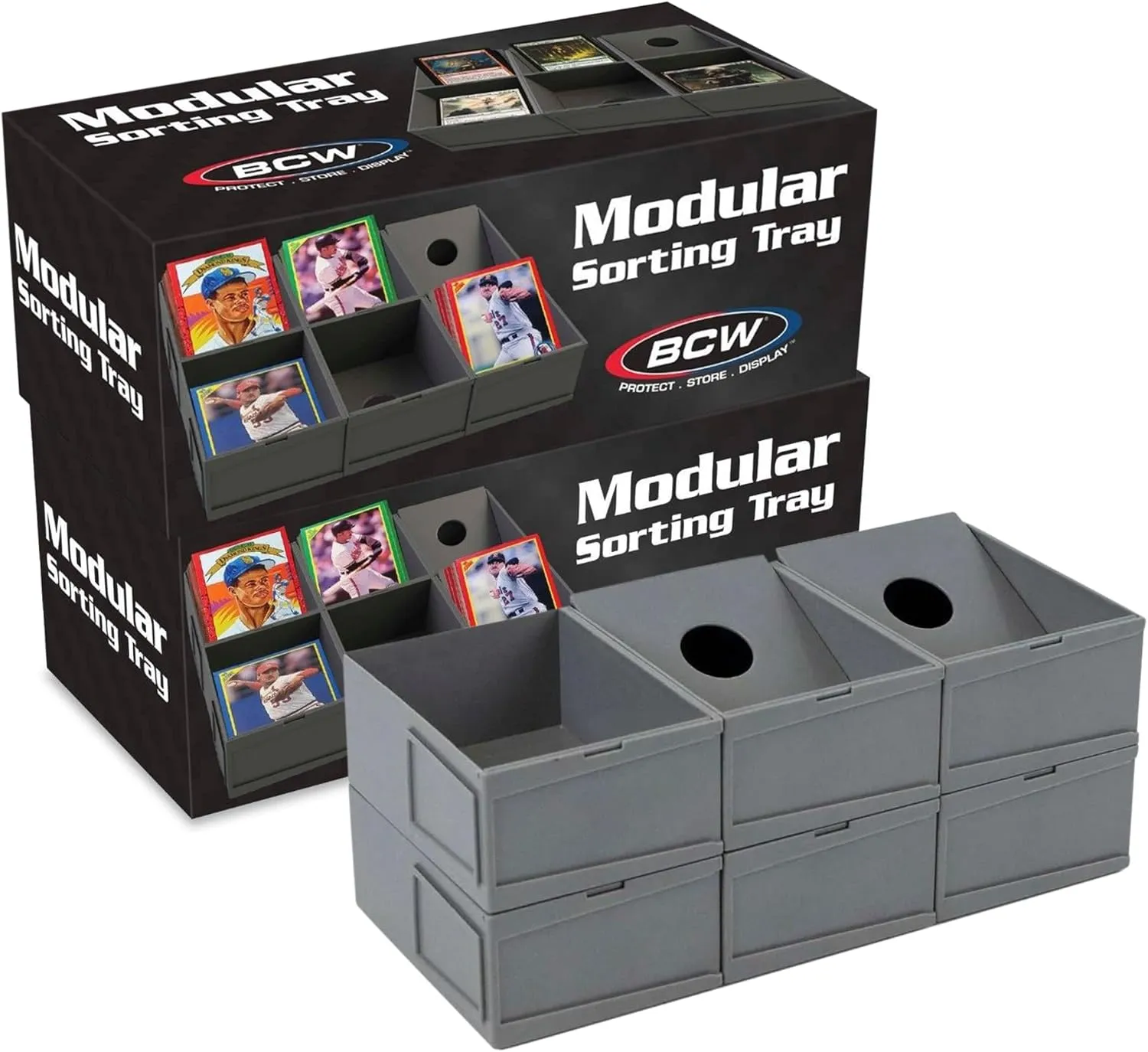 BCW Modular Card Sorting Tray - 2ct | Customizable Display and Storage Grid TCG Sorting Tray | Ideal for Sports Cards, Magic the Gathering, Pokémon, and More