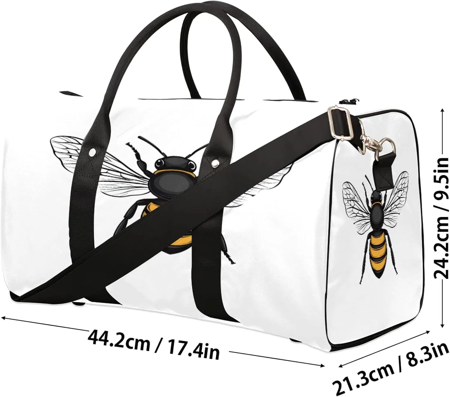 Bee Duffle Bag for Travel, Overnight Weekend Gym Carry On Luggage Bag, Yellow Bee Travel Duffel Bag for Men Women