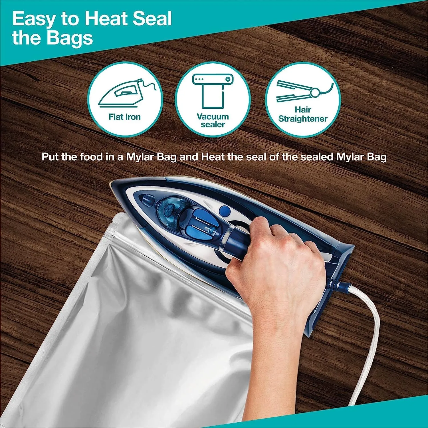 BELLE KR® 50 Pcs 1 Gallon Mylar Bags for Food Storage - 9.5 mil - Stand-up Gal Mylar Bags Reseaable - Includes Label