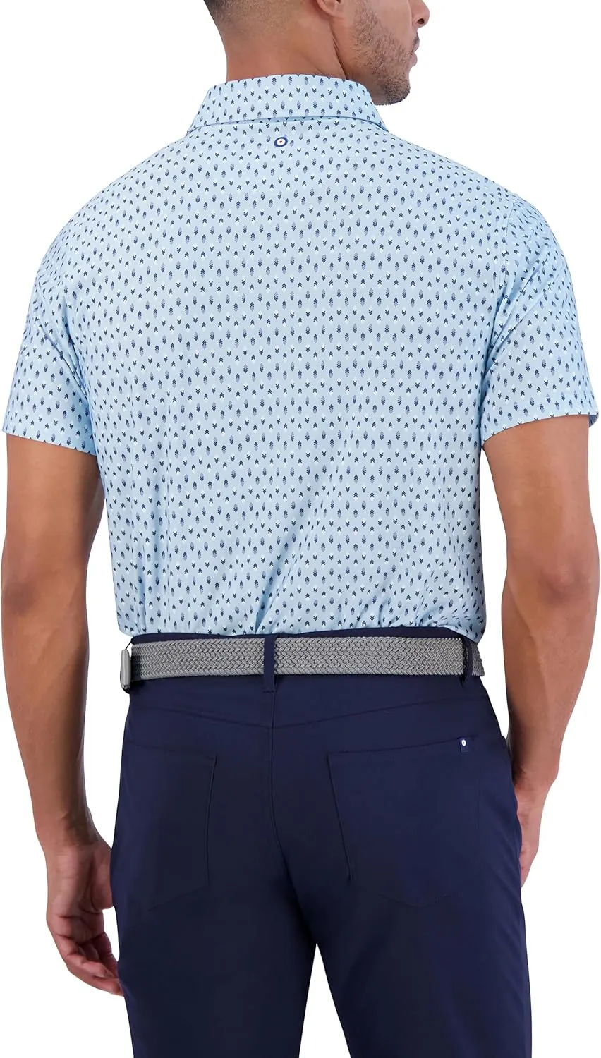 Ben Sherman Men's Short Sleeve Printed Tech Sports Fit Polo Top