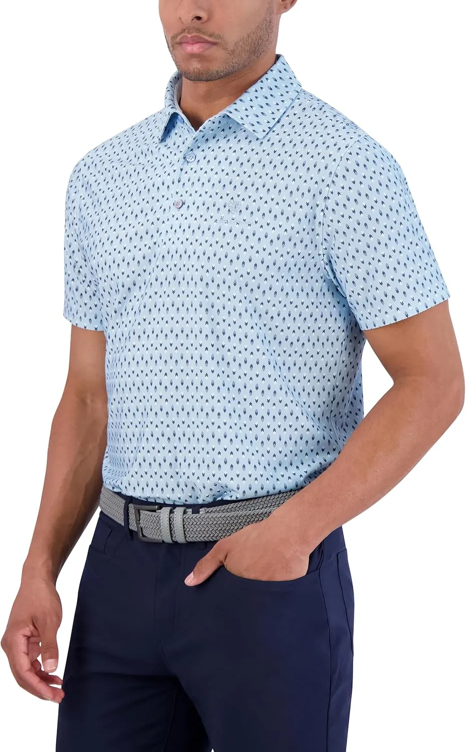 Ben Sherman Men's Short Sleeve Printed Tech Sports Fit Polo Top