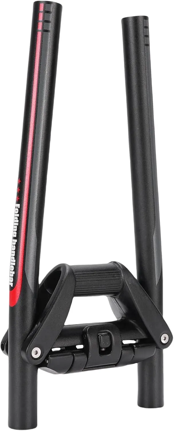 Bicycle Folding Beam, Wide Compatibility Fast Release High Hardness Mountain Bike Folding Beam for 25.4 31.8 Stem (Black Red)