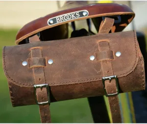Bicycle or Bike Round Saddle Toolkit Bag (Vintage Brown)