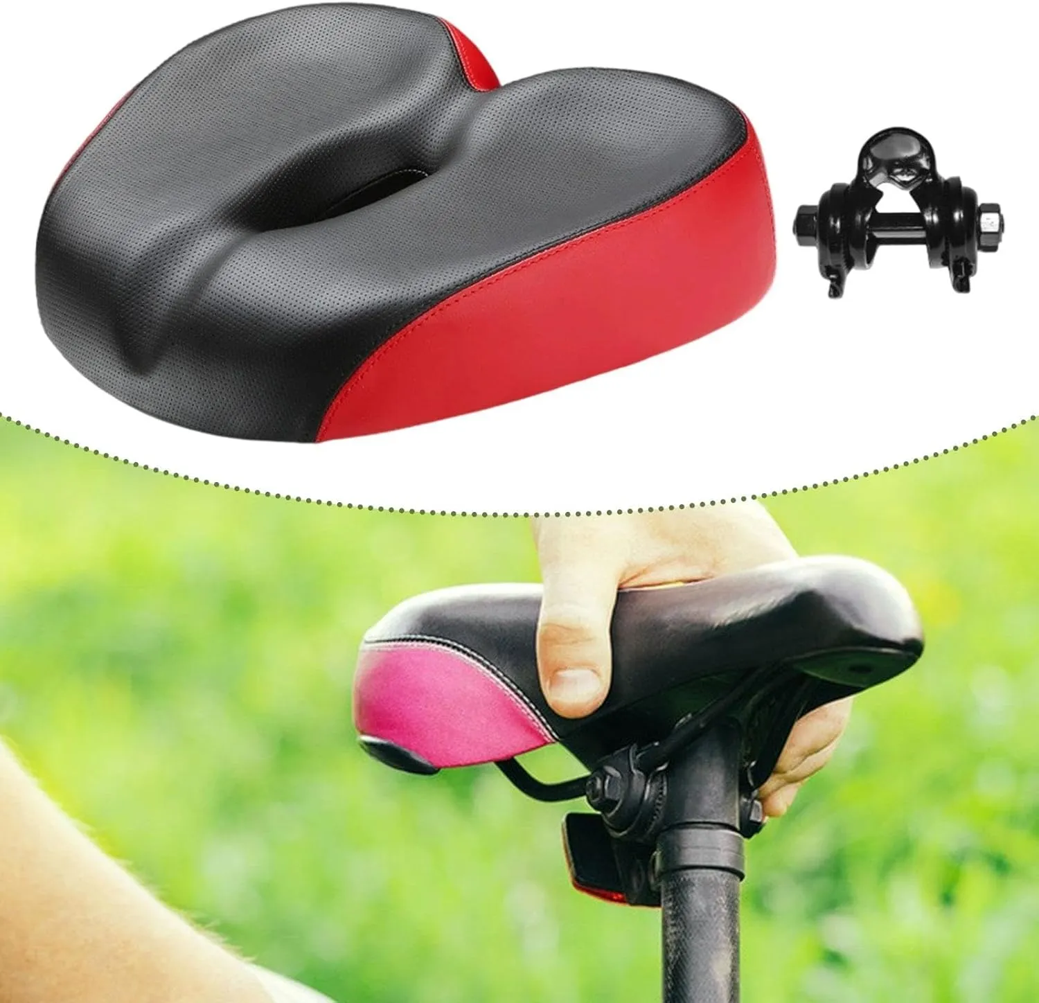 Bicycle Saddle Shock Absorbing Road Bike Waterproof Cycling Part PU Leather Wear Resistant Soft Cushion Pad Biking Bike Seat