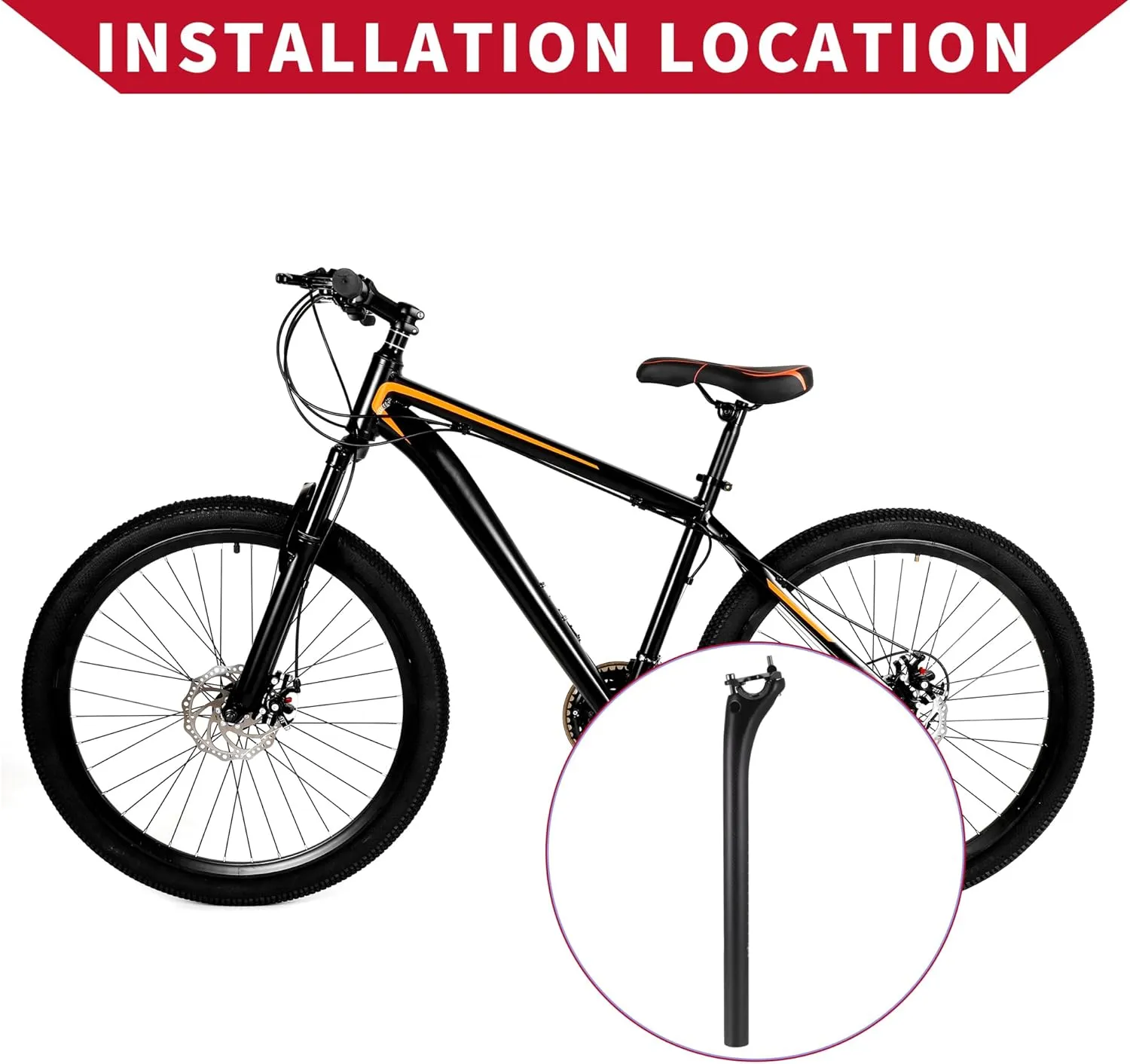 Bicycle Seat Post / Outer Bike Seatpost Bicycle Seat Tube for Bicycle / Durable Carbon Fiber 25.4 x 350 mm / 1 Pcs