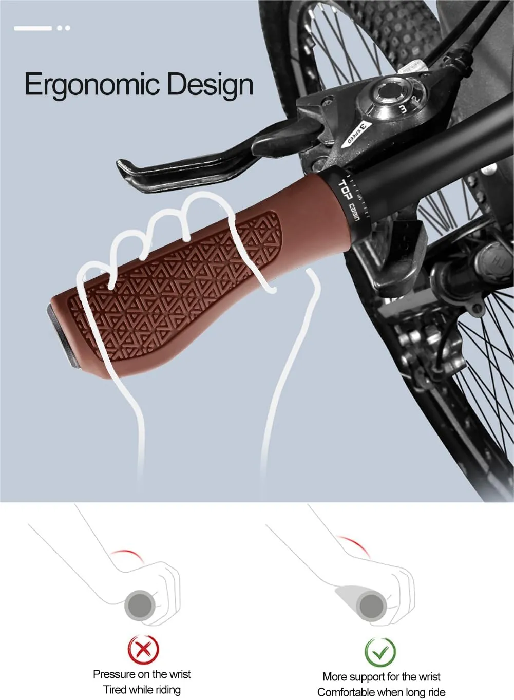 Bicycles Handlebar Grips, Aluminum Lock-on Ergonomic Bike Grips, Cushion Vibrations Comfort Bike Handlebar Grips, Mountain MTB BMX Bicycles Grips for Scooter