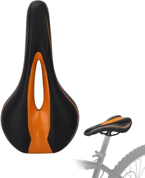 Bike Bicycle Saddle, Mountain Road Bicycle Saddle, Waterproof Hollow Cushion, Black Orange Edge Cushion, Soft Comfortable Seat Bicycle Accessory, Mountain Road Bike Saddle